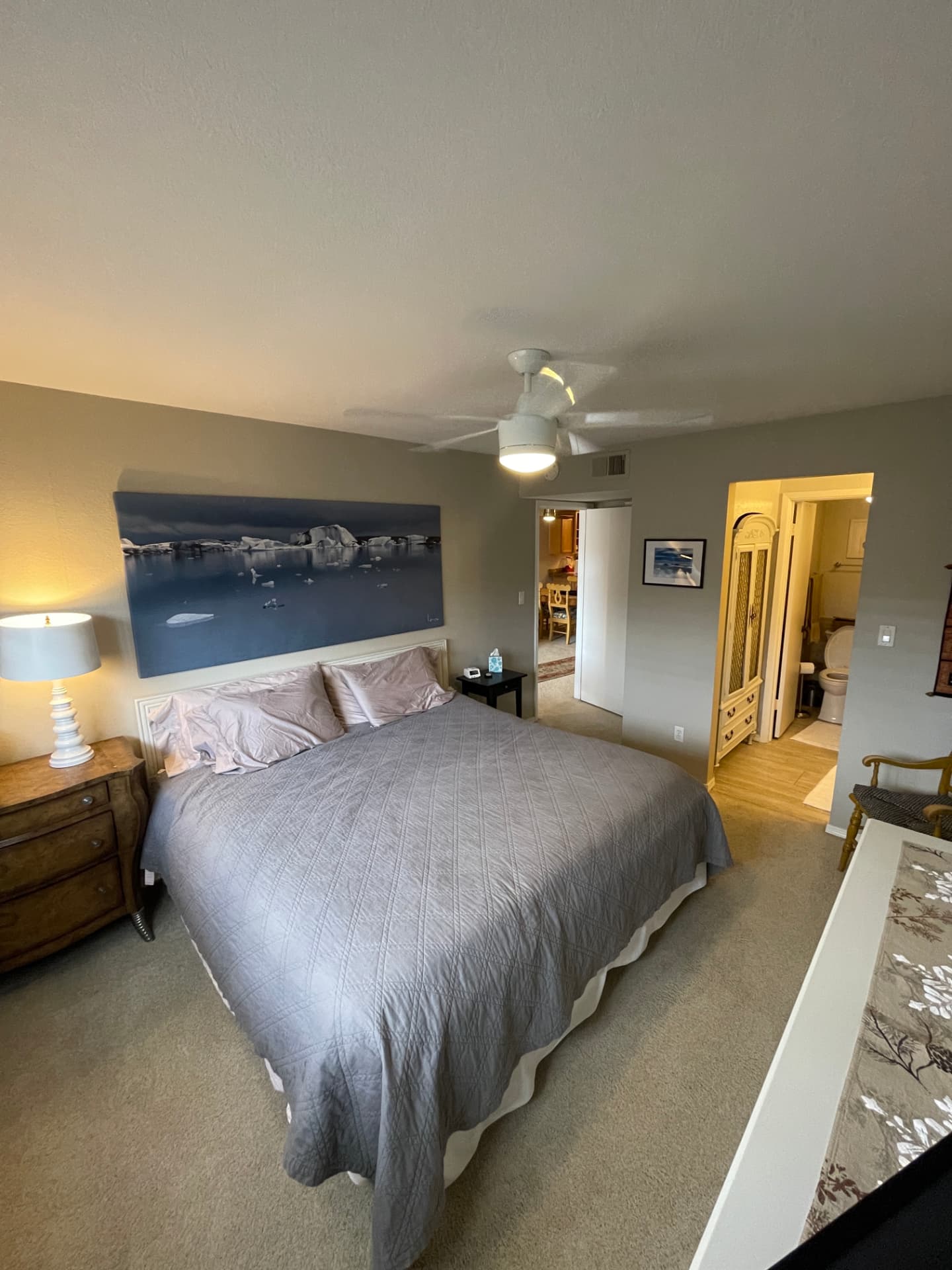 Primary bedroom with king bed